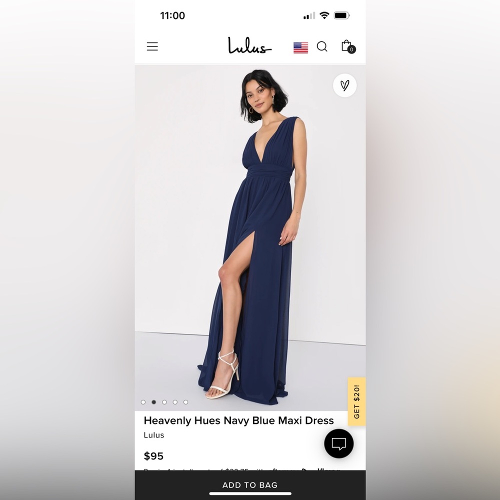 lulus heavenly hues navy plunge maxi dress! sz xs and perfect condition